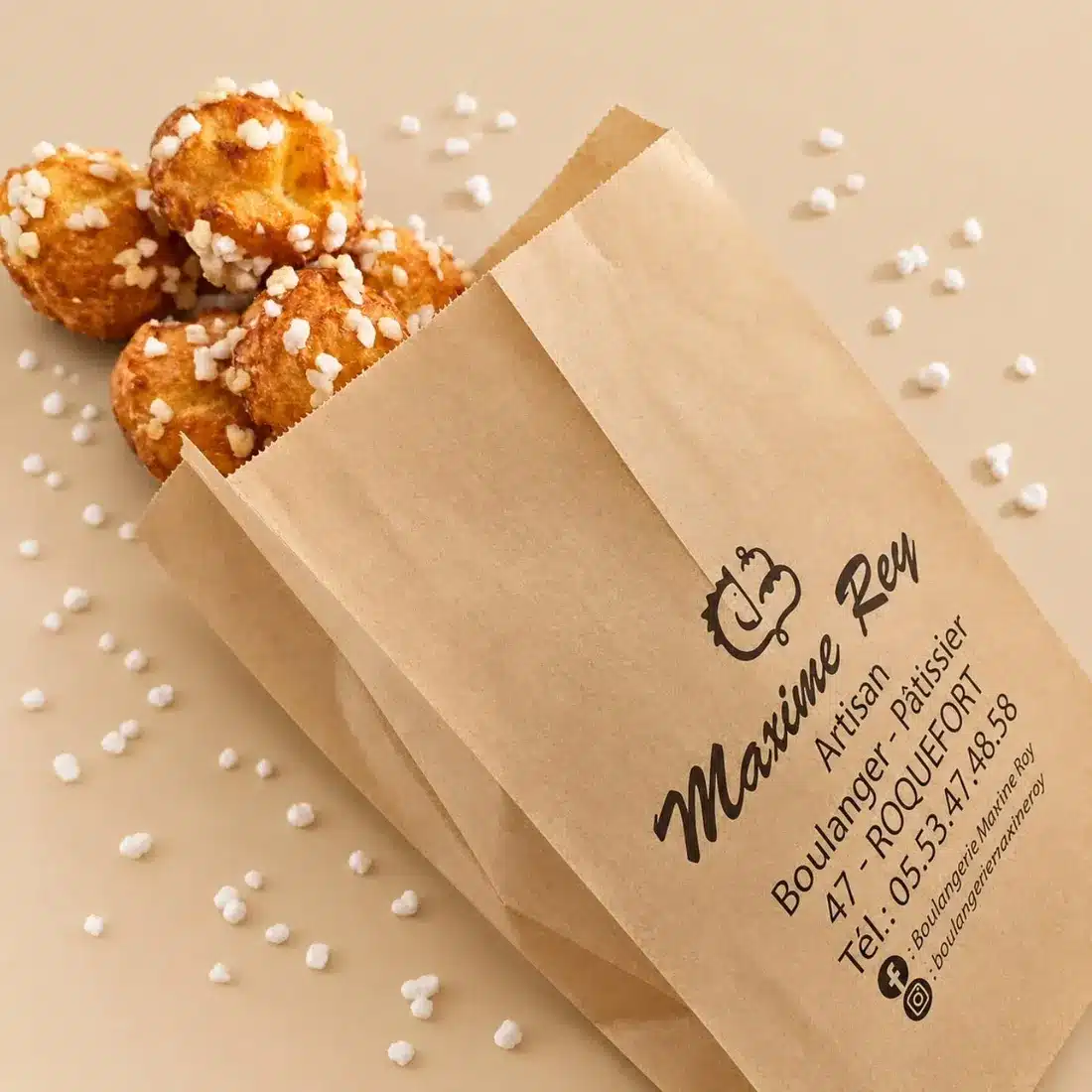 Sac kraft Maxime Rey garni de chouquettes
